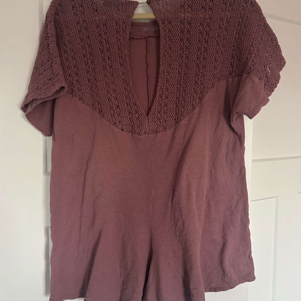Free People beach crochet romper light purple- relaxed fit- size small - Picture 5 of 7